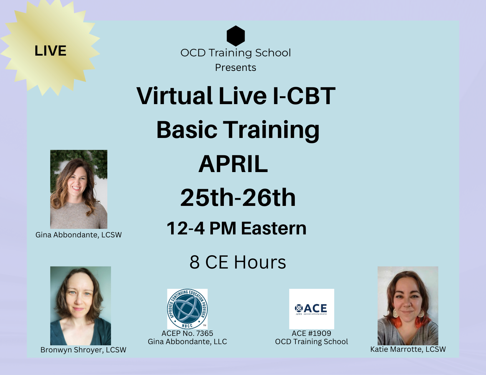 Virtual LIve I-CBT Basic Training | The OCD Training School